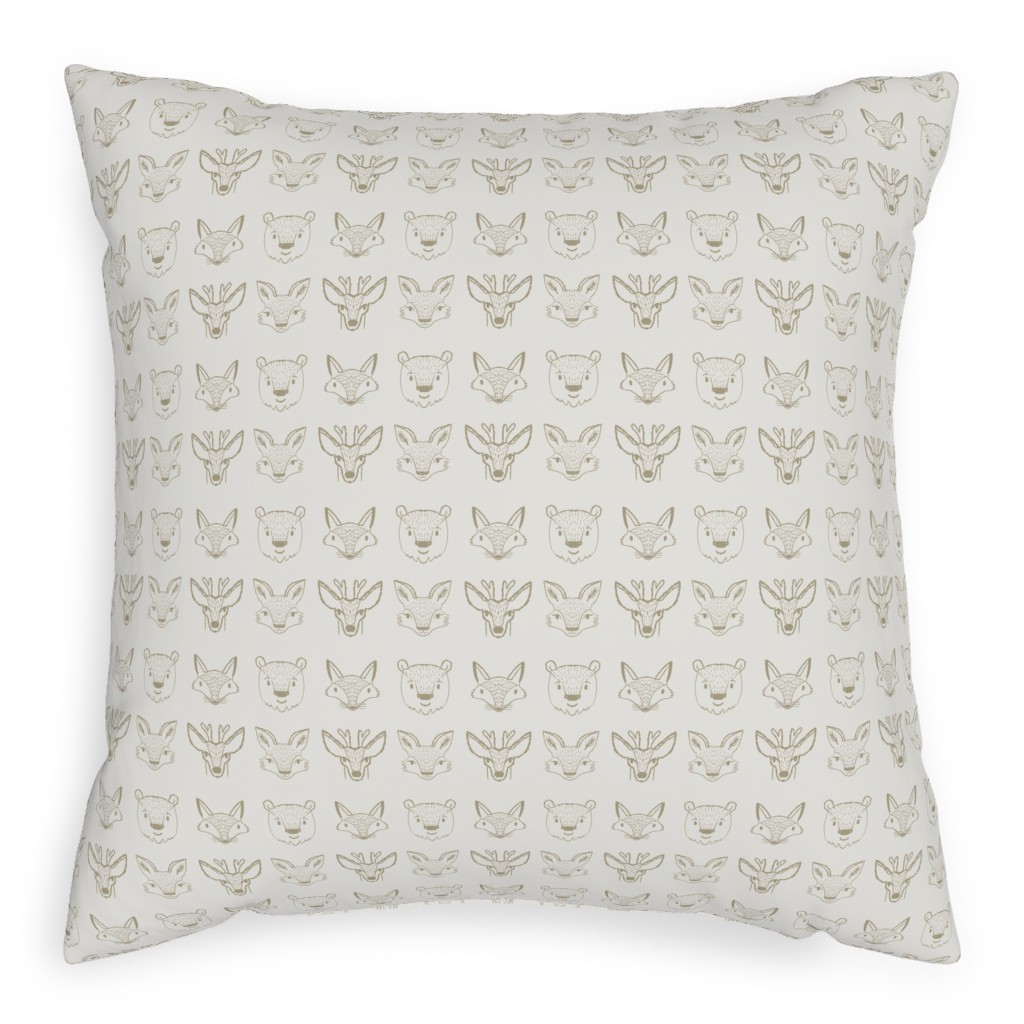 Forest Friends - Neutral Pillow, Woven, Beige, 20x20, Single Sided, Beige
