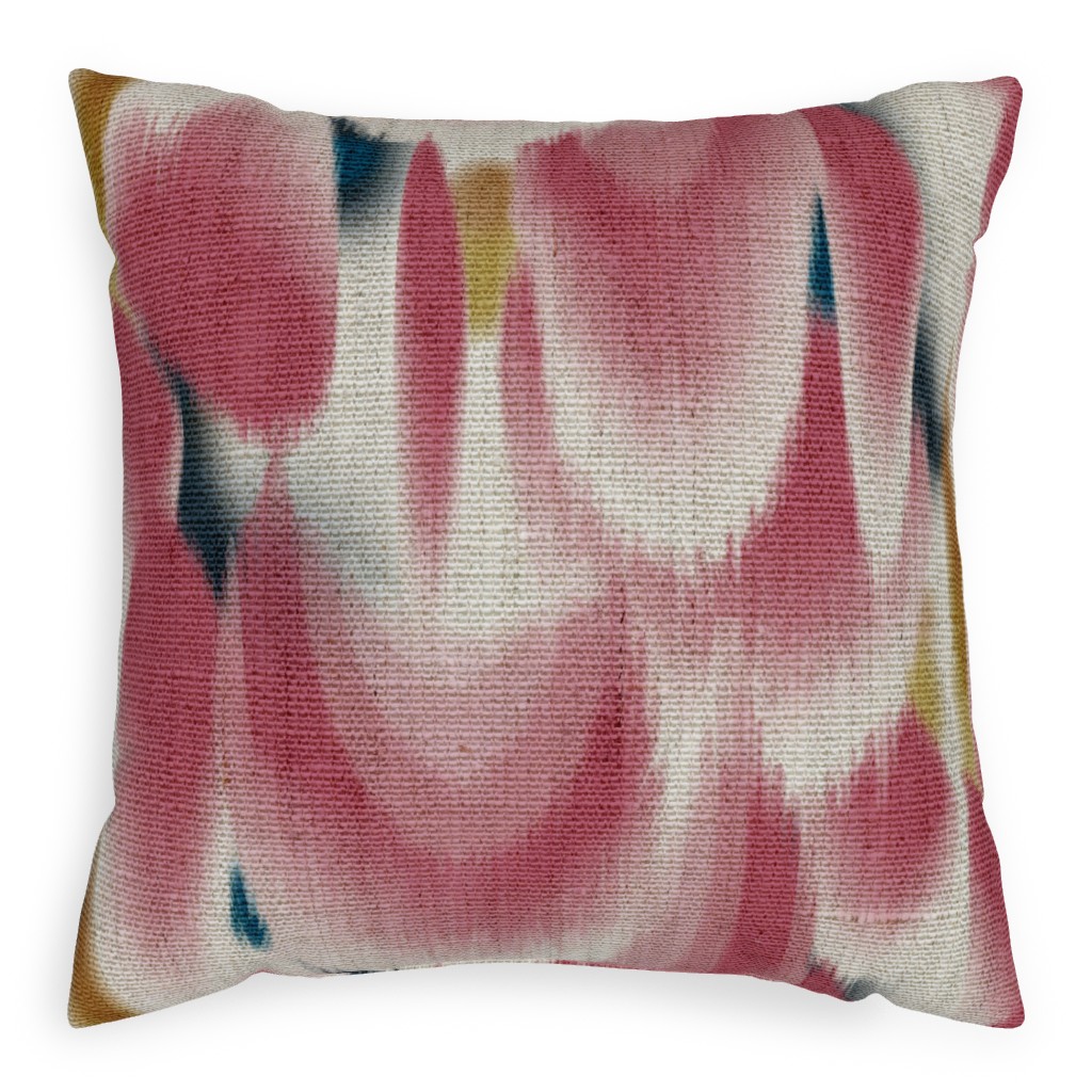 Shibori Wing Spots - Cherry Pillow, Woven, Beige, 20x20, Single Sided, Pink