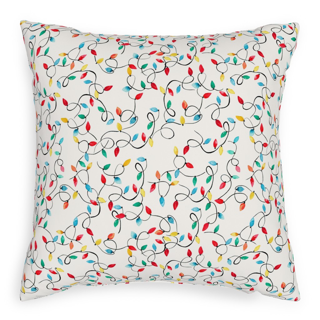 Christmas Lights Decoration - Multi Pillow, Woven, Beige, 20x20, Single Sided, Multicolor