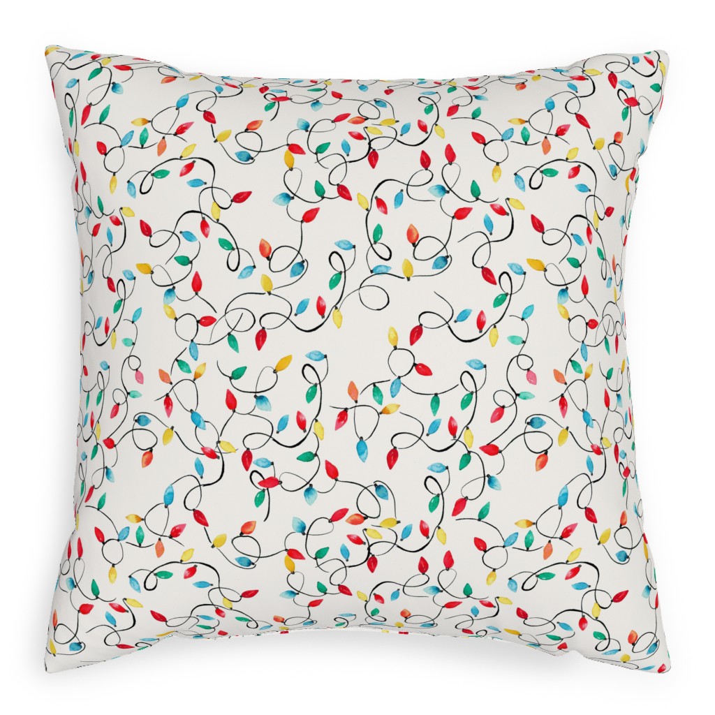 Christmas Lights Decoration - Multi Pillow, Woven, Beige, 20x20, Single Sided, Multicolor