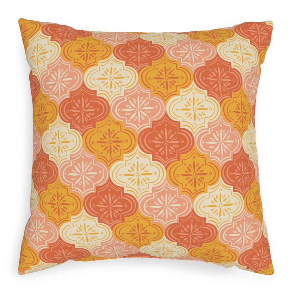 Arabesque - Warm Pillow, Woven, Beige, 20x20, Single Sided, Orange