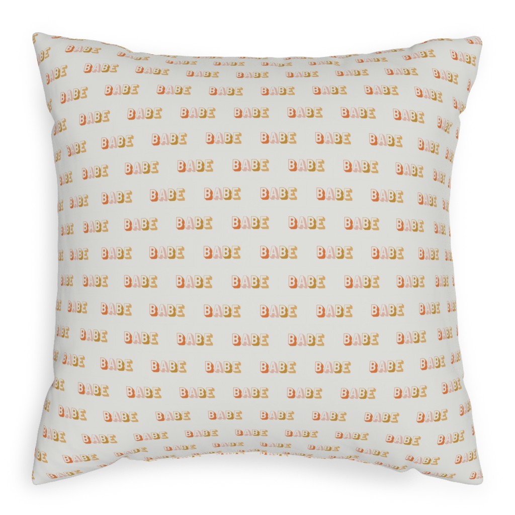 Babe - Typography - Neutral Pillow, Woven, Beige, 20x20, Single Sided, Yellow