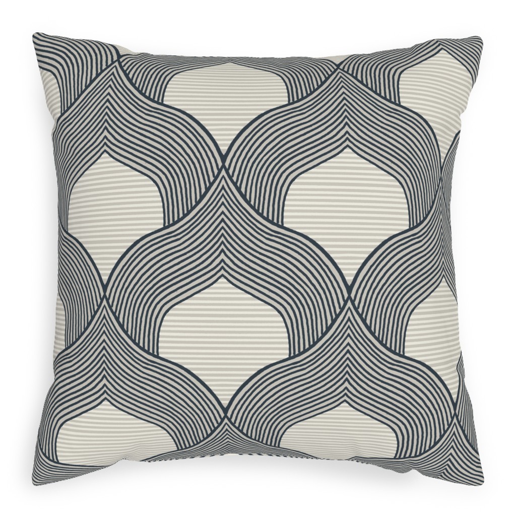 Plymouth - Navy & Beige Pillow, Woven, Beige, 20x20, Single Sided, Beige, Pearl