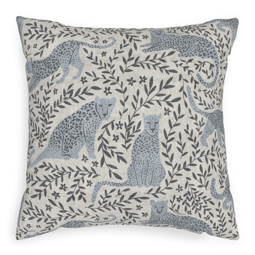 Jungle Cat Pillow, Woven, Beige, 20x20, Single Sided, Gray