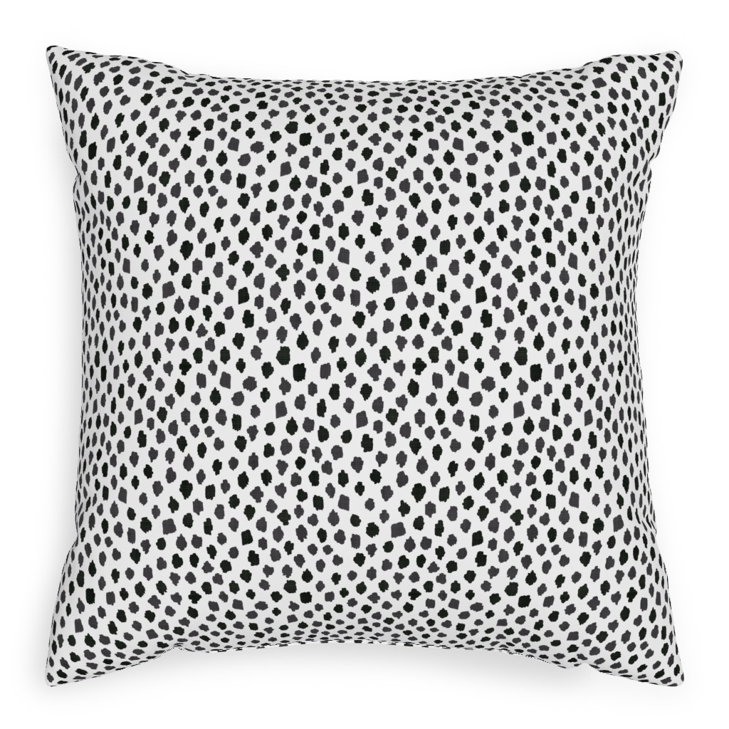 Inky Spots - Black and White Pillow, Woven, Beige, 20x20, Single Sided, White, White