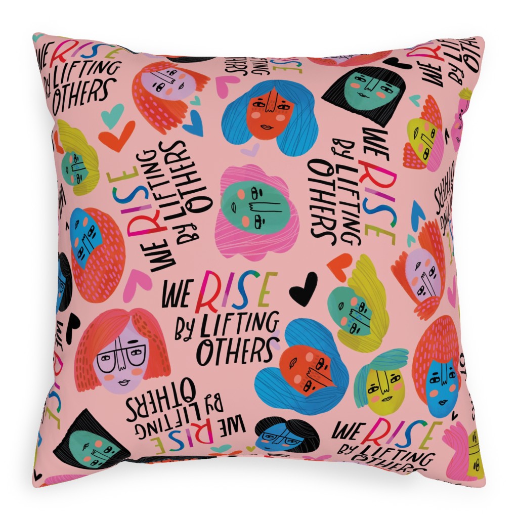 We Rise By Lifting Others - Multi Pillow, Woven, Beige, 20x20, Single Sided, Multicolor