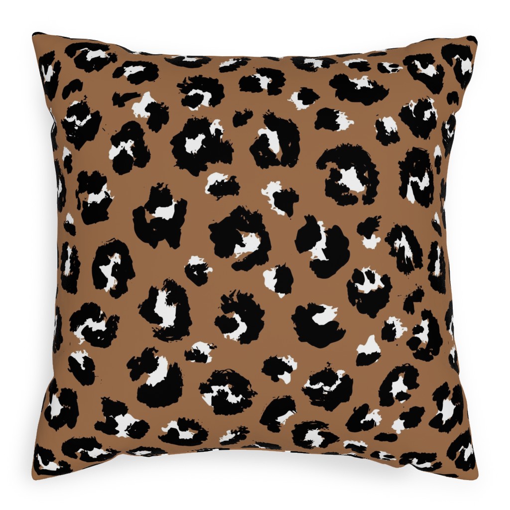 Leopard Spots - Caramel Pillow, Woven, Beige, 20x20, Single Sided, Brown, Brown