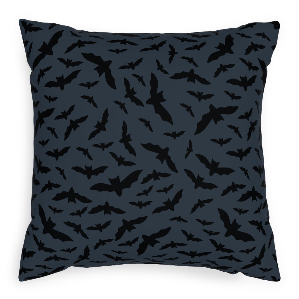 Black Bats Pillow, Woven, Beige, 20x20, Single Sided, Black, Charcoal