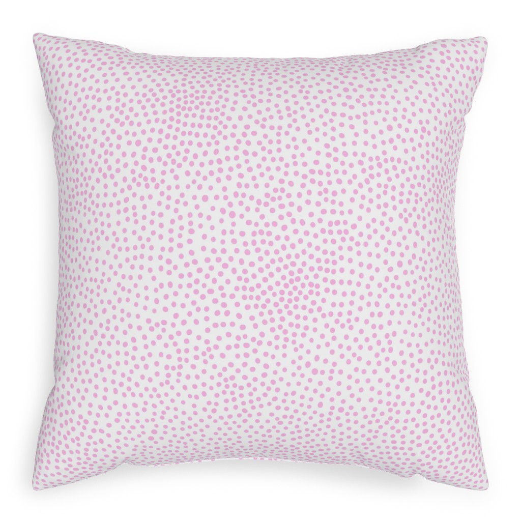 Dot - Happy Pink on White Pillow, Woven, Beige, 20x20, Single Sided, Pink