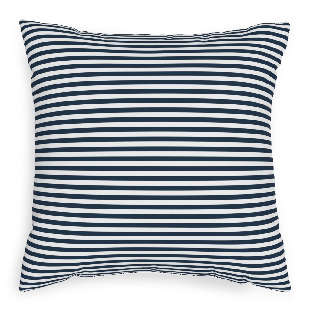 Horizontal Stripe Pillow, Woven, Beige, 20x20, Single Sided, Blue, Navy