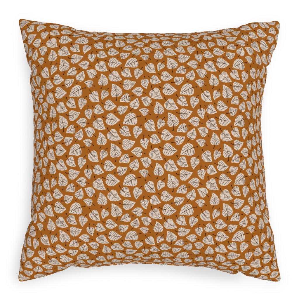 Falling Leaves - Terracotta Pillow, Woven, Beige, 20x20, Single Sided, Orange