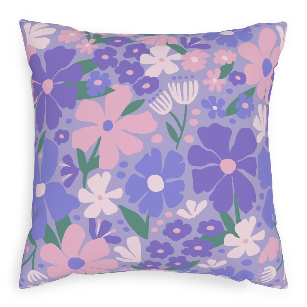 Blooming Garden on Lilac Pillow, Woven, Beige, 20x20, Single Sided, Purple, Purple