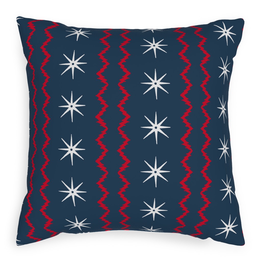 Stars and Stripes - Blue, Red and White Pillow, Woven, Beige, 20x20, Single Sided, Blue