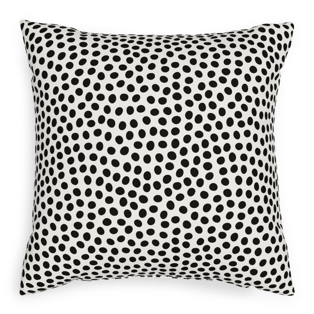 Dots - Black and White Pillow, Woven, Beige, 20x20, Single Sided, White