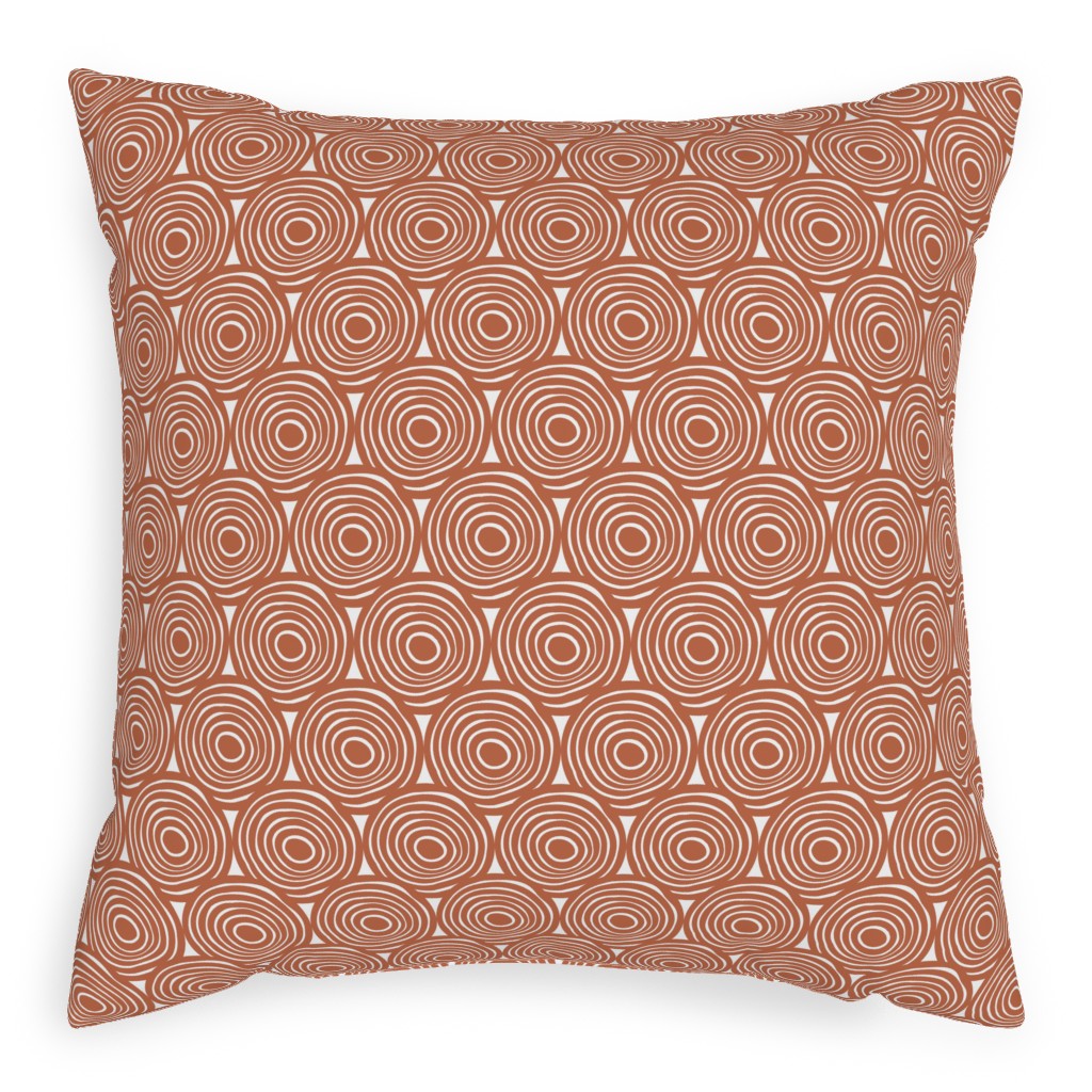 Overlapping Circles - Terracotta Pillow, Woven, Beige, 20x20, Single Sided, Brown