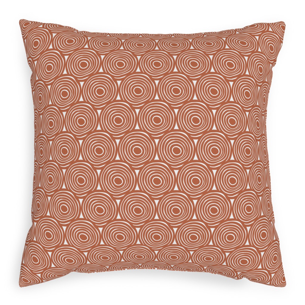 Overlapping Circles - Terracotta Pillow, Woven, Beige, 20x20, Single Sided, Brown, Brown