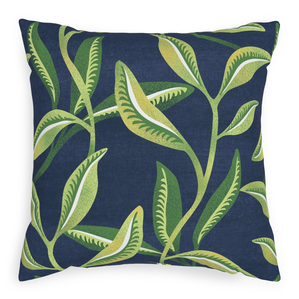 Leafy Vines - Green Pillow, Woven, Beige, 20x20, Single Sided, Green