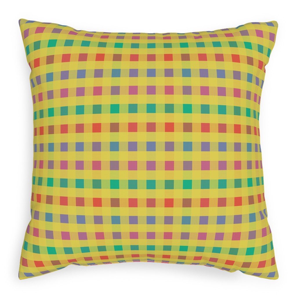 Picnic Plaid Pillow, Woven, Beige, 20x20, Single Sided, Multicolor
