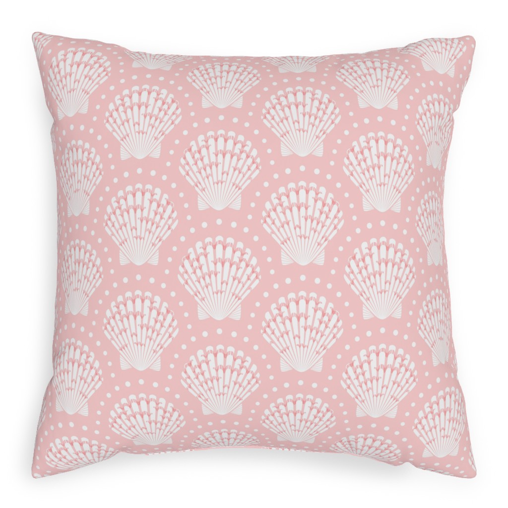 Pretty Scallop Shells - Pink Pillow, Woven, Beige, 20x20, Single Sided, Pink, Bright Pink