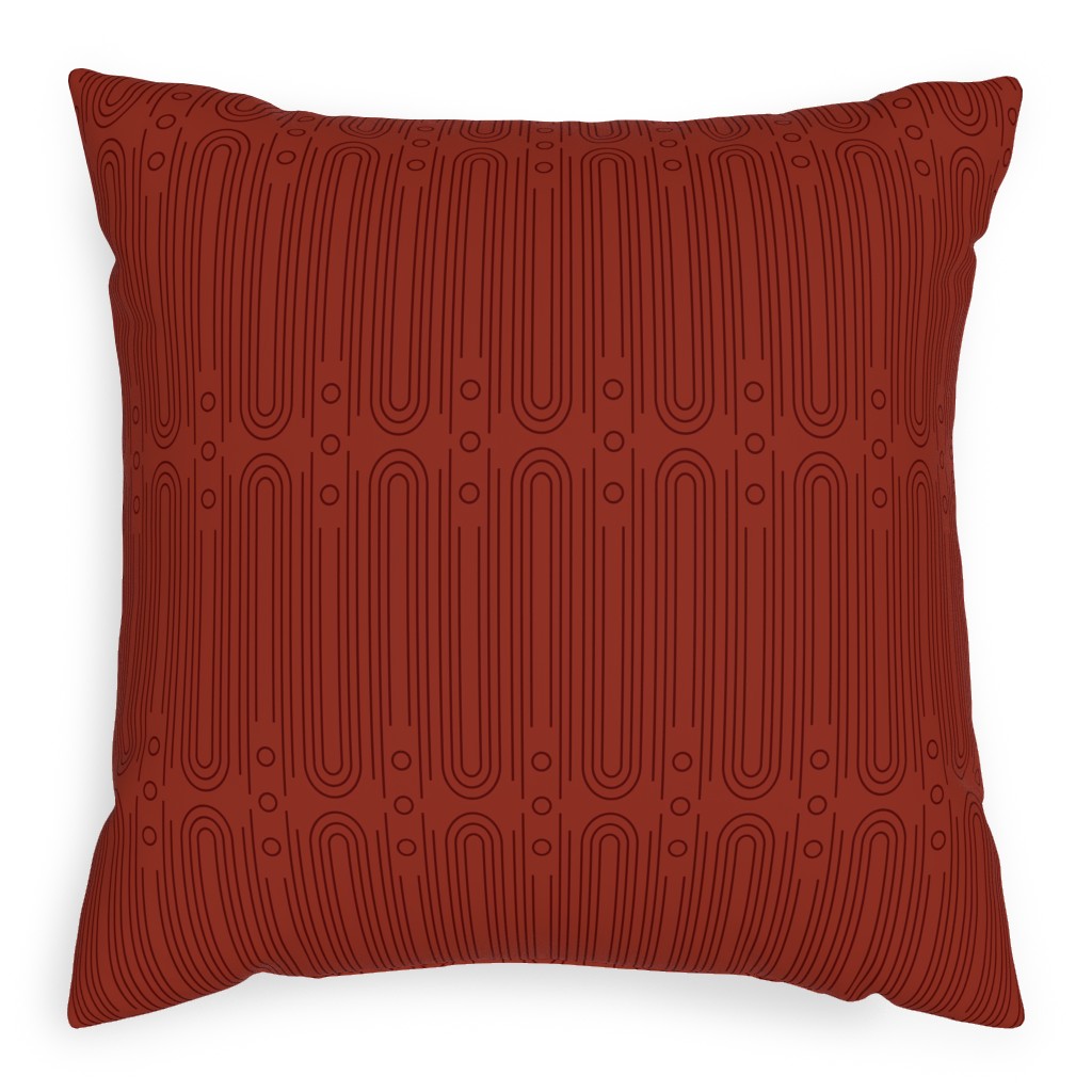 Art Deco Arches - Cranberry Pillow, Woven, Beige, 20x20, Single Sided, Red