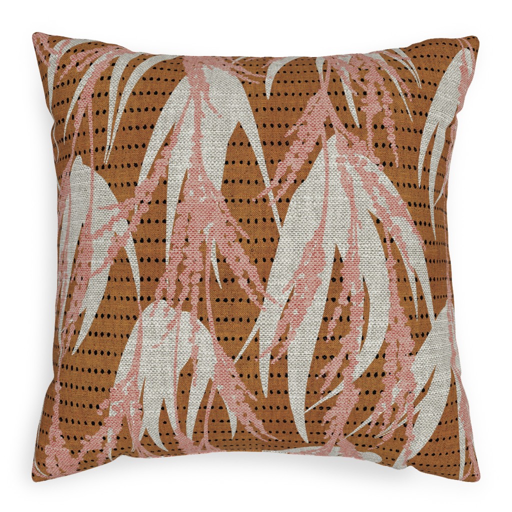 Vintage Palm Pillow, Woven, Beige, 20x20, Single Sided, Brown, Nutmeg