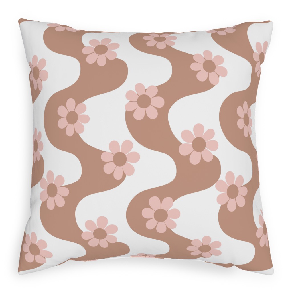 Groovy Daisy Rainbow Pillow, Woven, Beige, 20x20, Single Sided, Beige, Beige