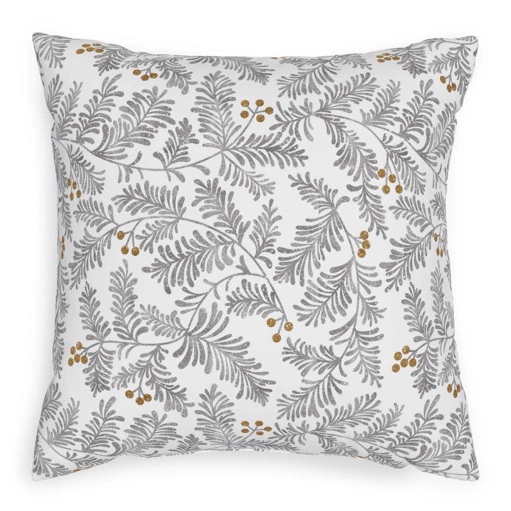 Winter Branches Pillow, Woven, Beige, 20x20, Single Sided, Gray, Smoke