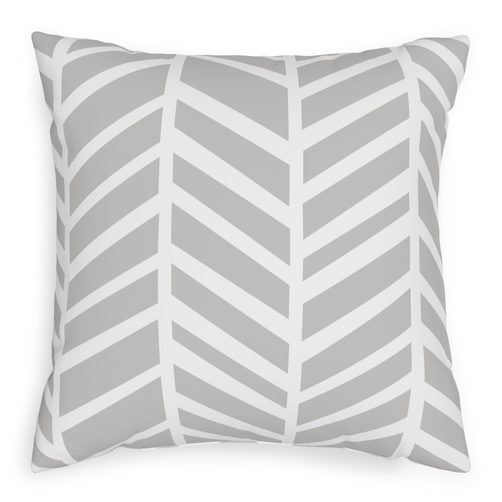 Herringbone Tender Shoots Pillow, Woven, Beige, 20x20, Single Sided, Gray, Smoke