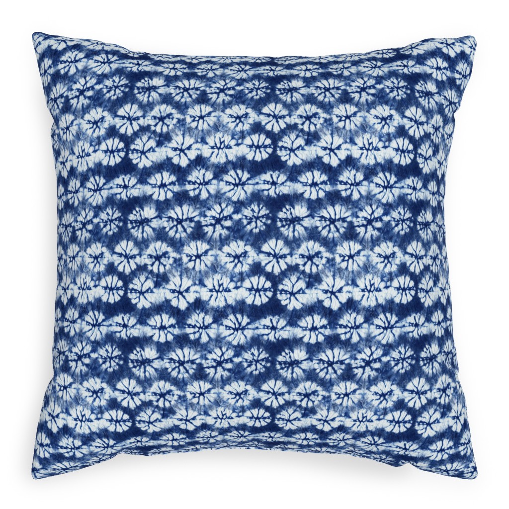 Shibori Pine - Blue Pillow, Woven, Beige, 20x20, Single Sided, Blue