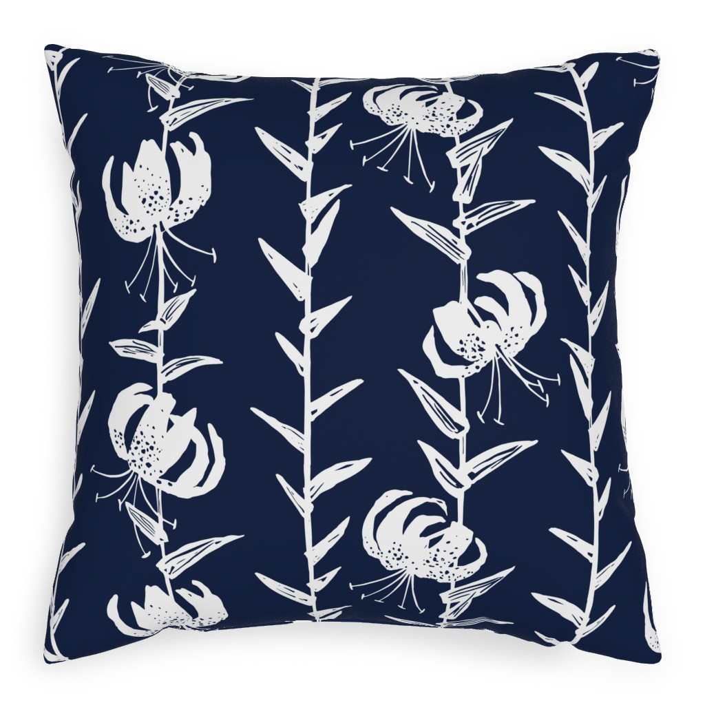 Lily Stripe - Blue Pillow, Woven, Beige, 20x20, Single Sided, Blue