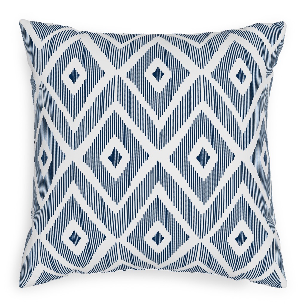Ikat - Navy Pillow, Woven, Beige, 20x20, Single Sided, Blue, True Blue