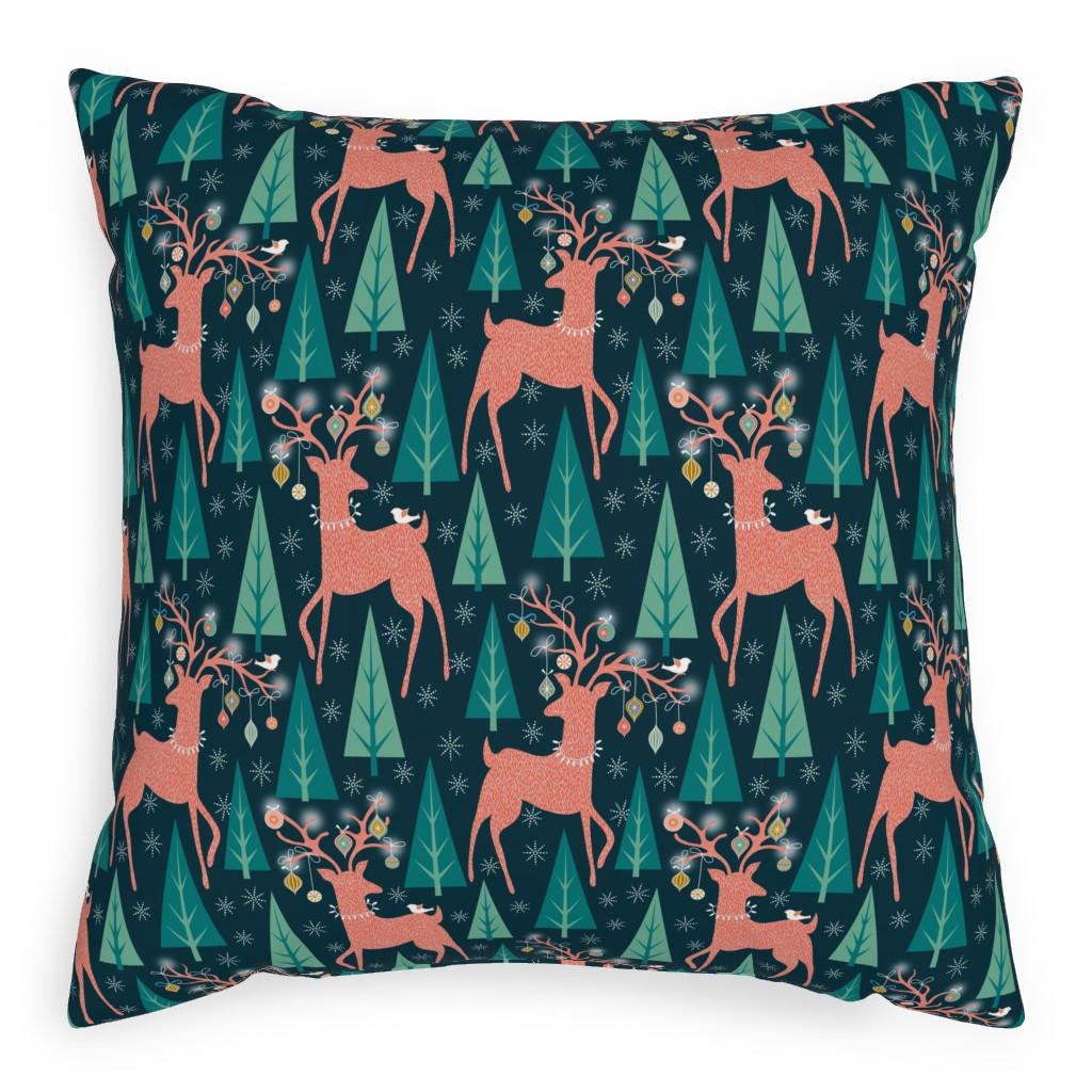 Forest Ornaments Pillow, Woven, Beige, 20x20, Single Sided, Multicolor