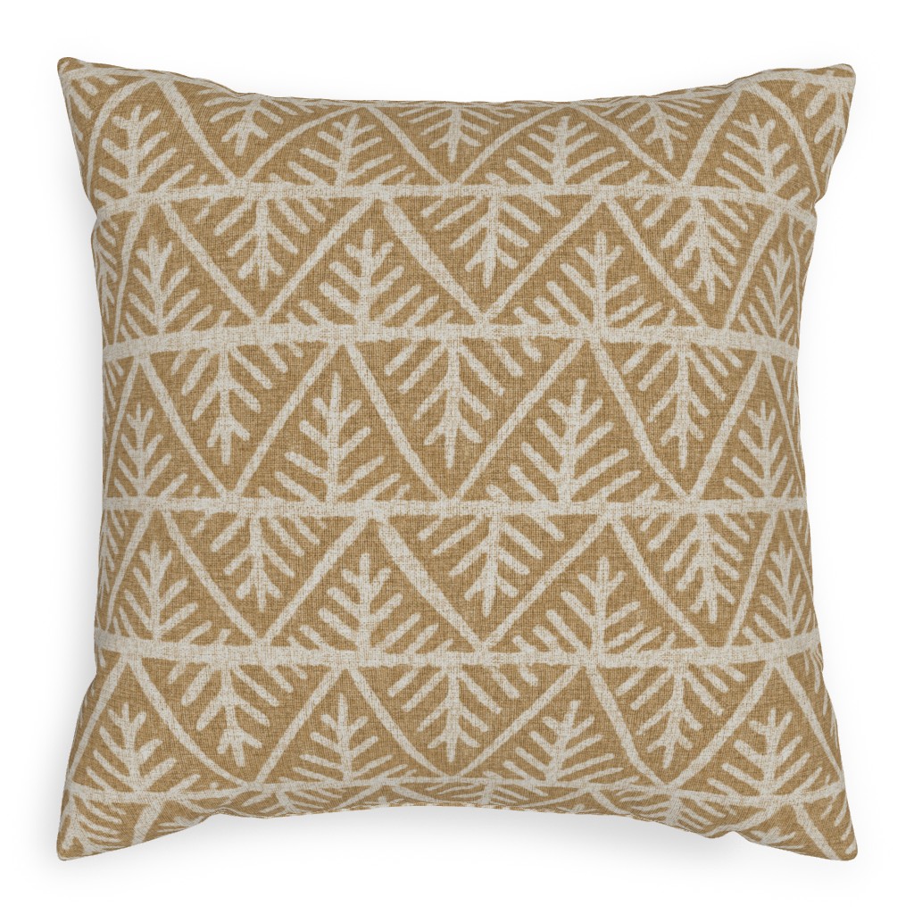 Textured Mudcloth Pillow, Woven, Beige, 20x20, Single Sided, Brown, Cafe
