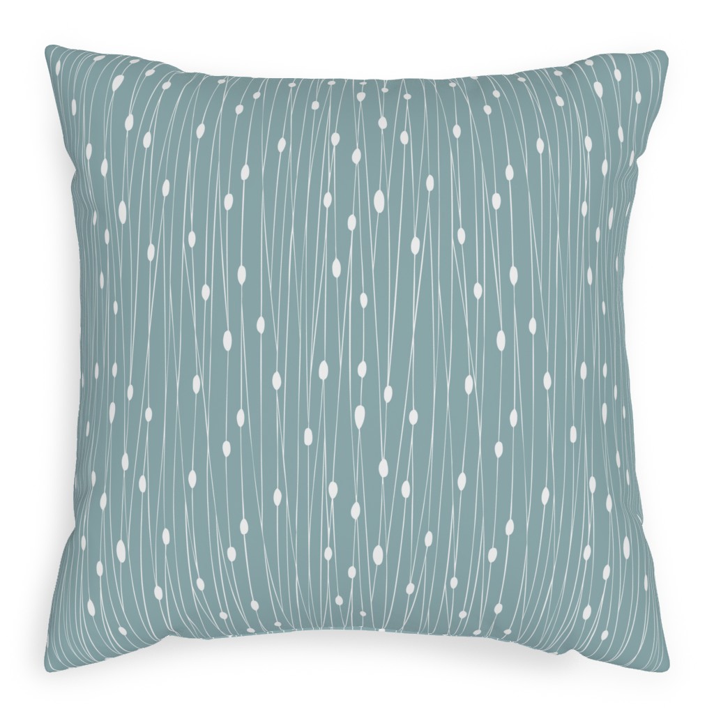 Entangled Geometric Lines Pillow, Woven, Beige, 20x20, Single Sided, Blue, Cool Gray