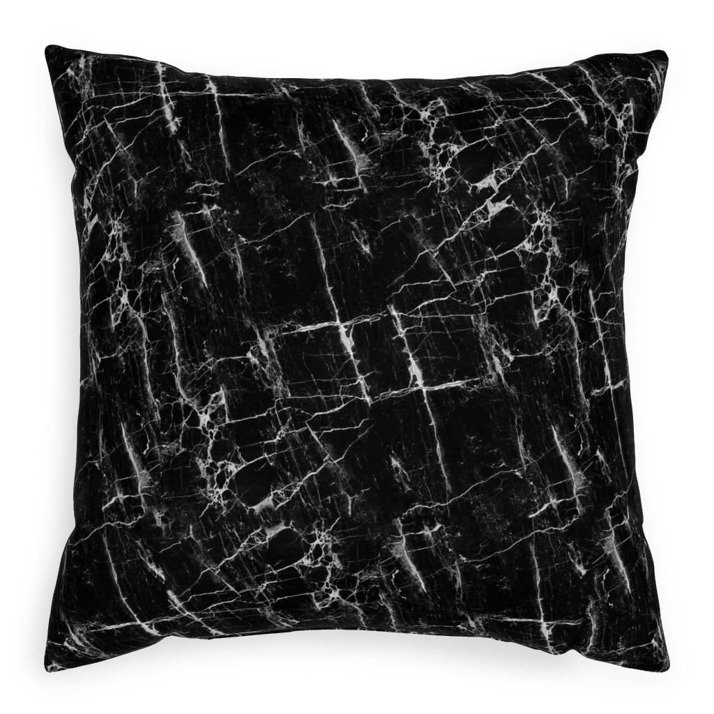 Cracked Black Marble Pillow, Woven, Beige, 20x20, Single Sided, Black, Black