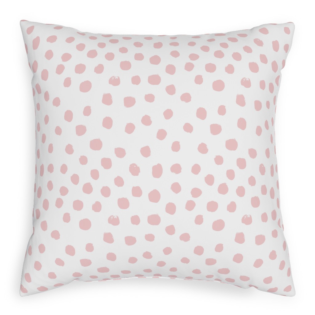 Soft Painted Dots Pillow, Woven, Beige, 20x20, Single Sided, Pink, Pearl
