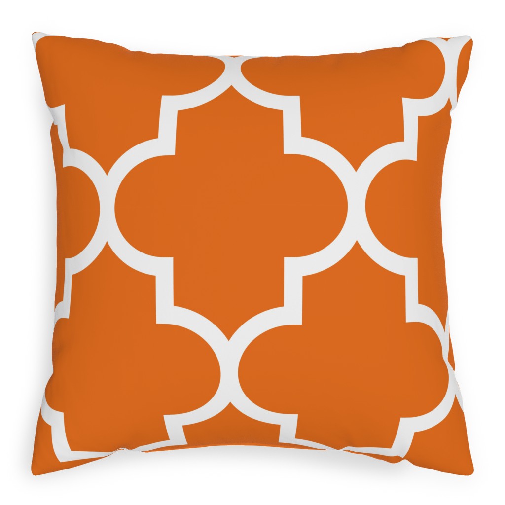 Quatrefoil - Orange Pillow, Woven, Beige, 20x20, Single Sided, Orange