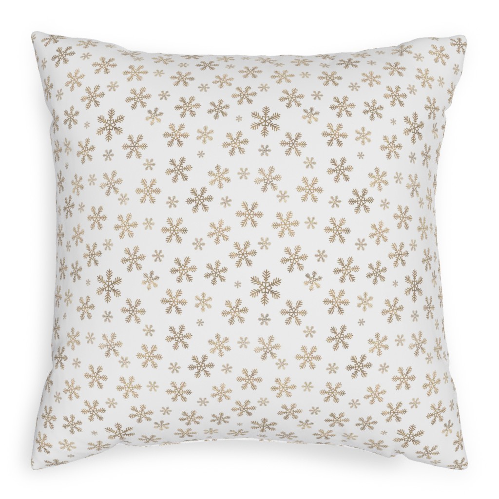 Holiday Snowflakes - Gold Pillow, Woven, Beige, 20x20, Single Sided, Yellow