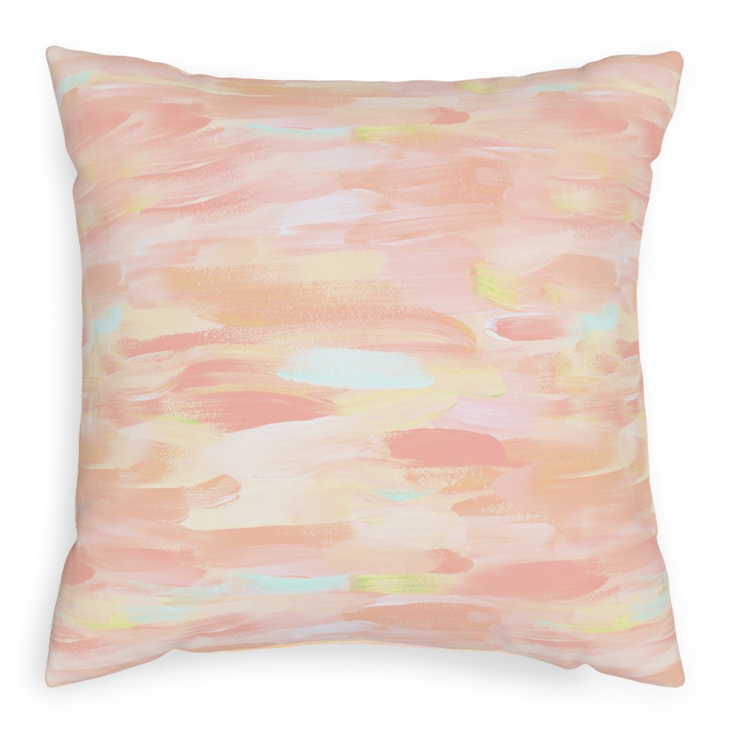 Paint Dabs - Peach Pillow, Woven, Beige, 20x20, Single Sided, Pink