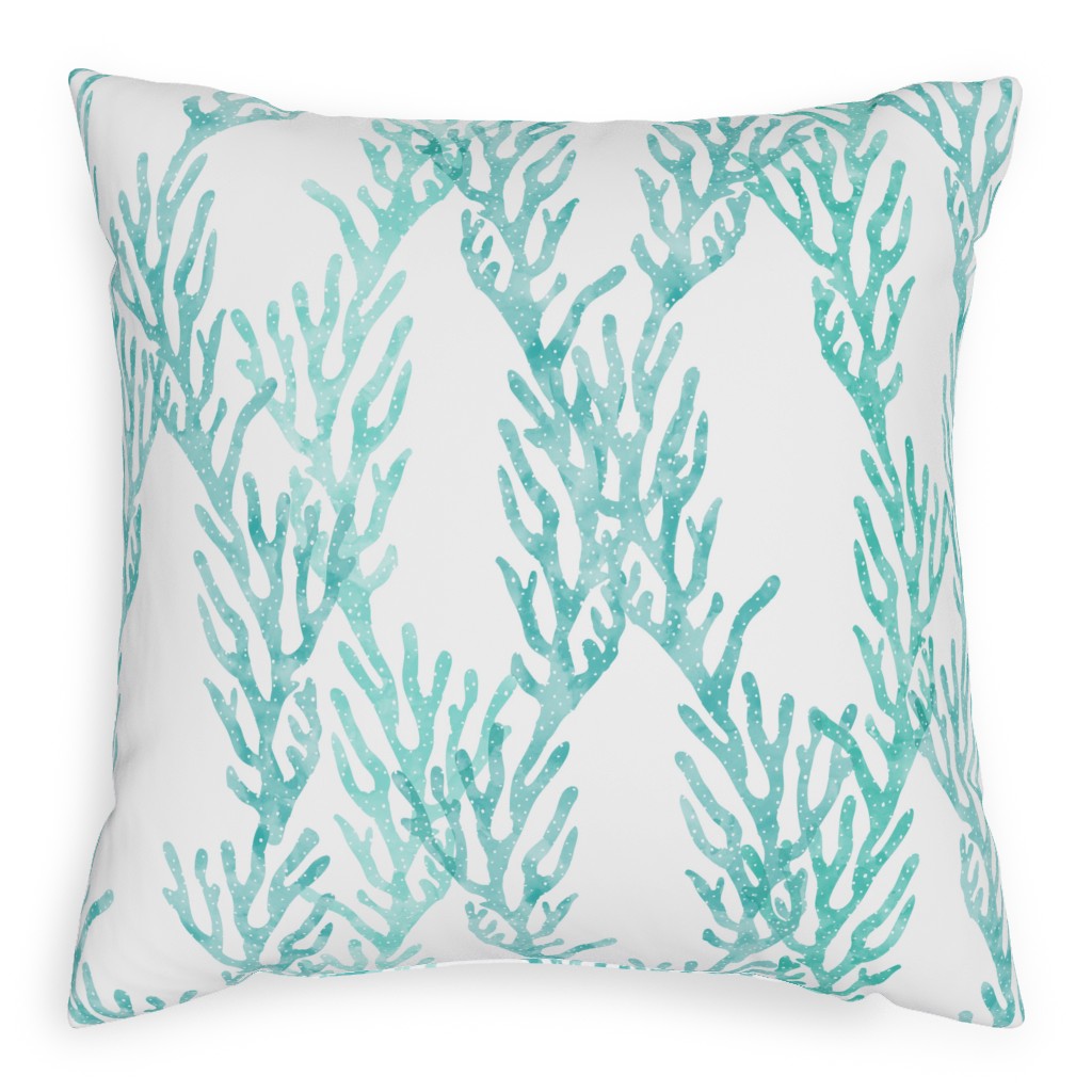 Coral Mermaid Pillow, Woven, Beige, 20x20, Single Sided, Blue, Catalina