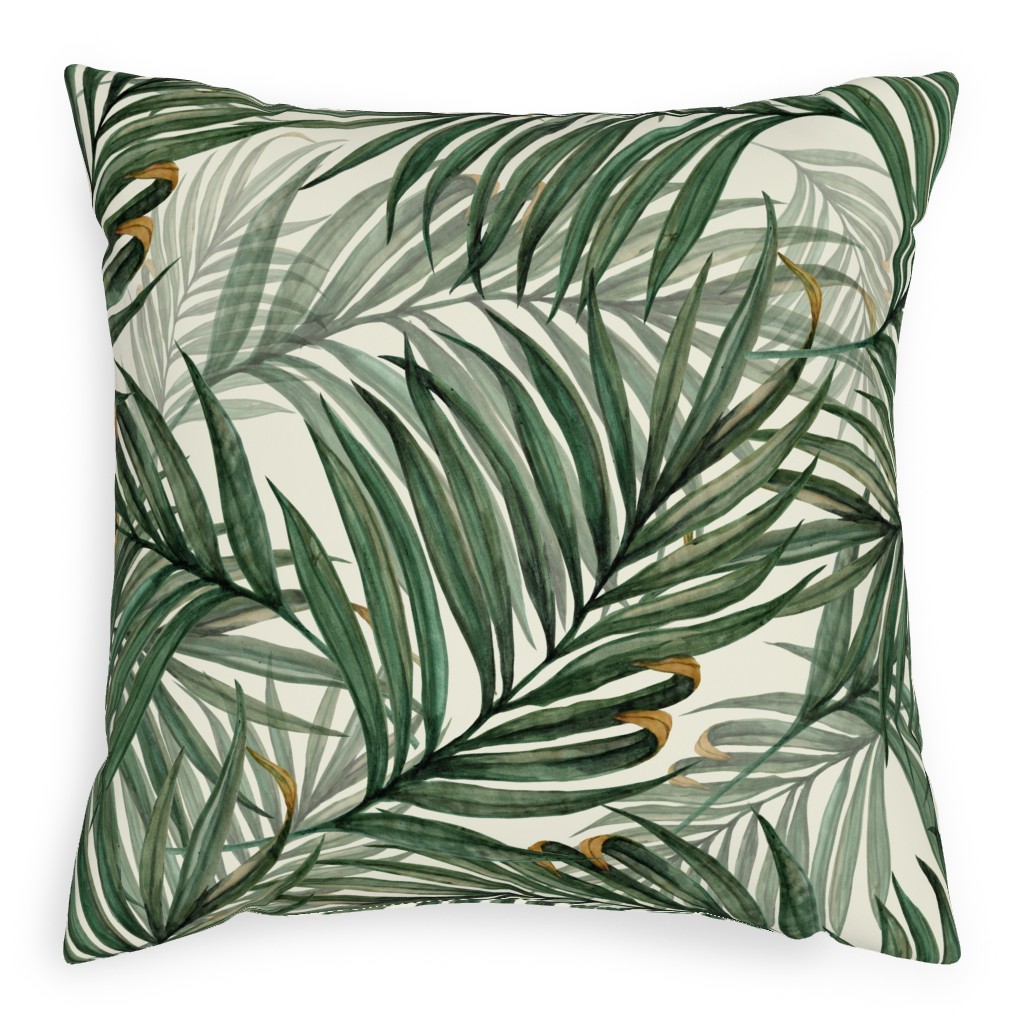 Palm Leaves King Pineapple Pillow, Woven, Beige, 20x20, Single Sided, Green