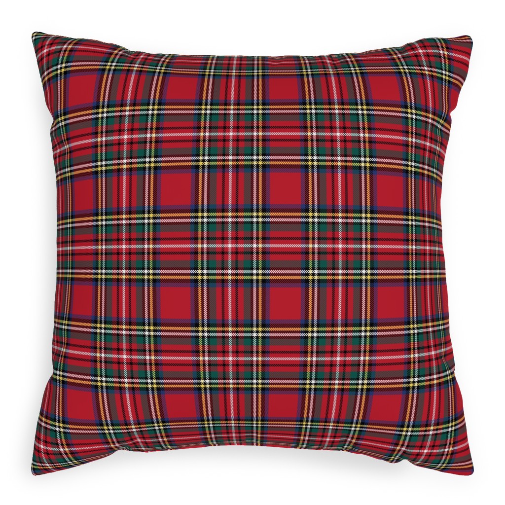 Royal Stewart Tartan Style Repeat Perfect for Christmas Pillow, Woven, Beige, 20x20, Single Sided, Red, Red