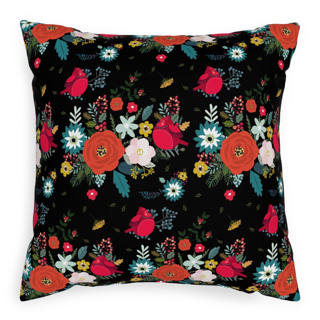 Winter Fields - Black Pillow, Woven, Beige, 20x20, Single Sided, Multicolor