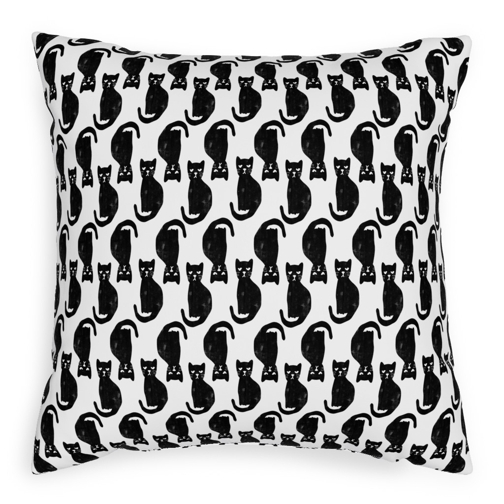 Black Cat Pillow, Woven, Beige, 20x20, Single Sided, Black, Black