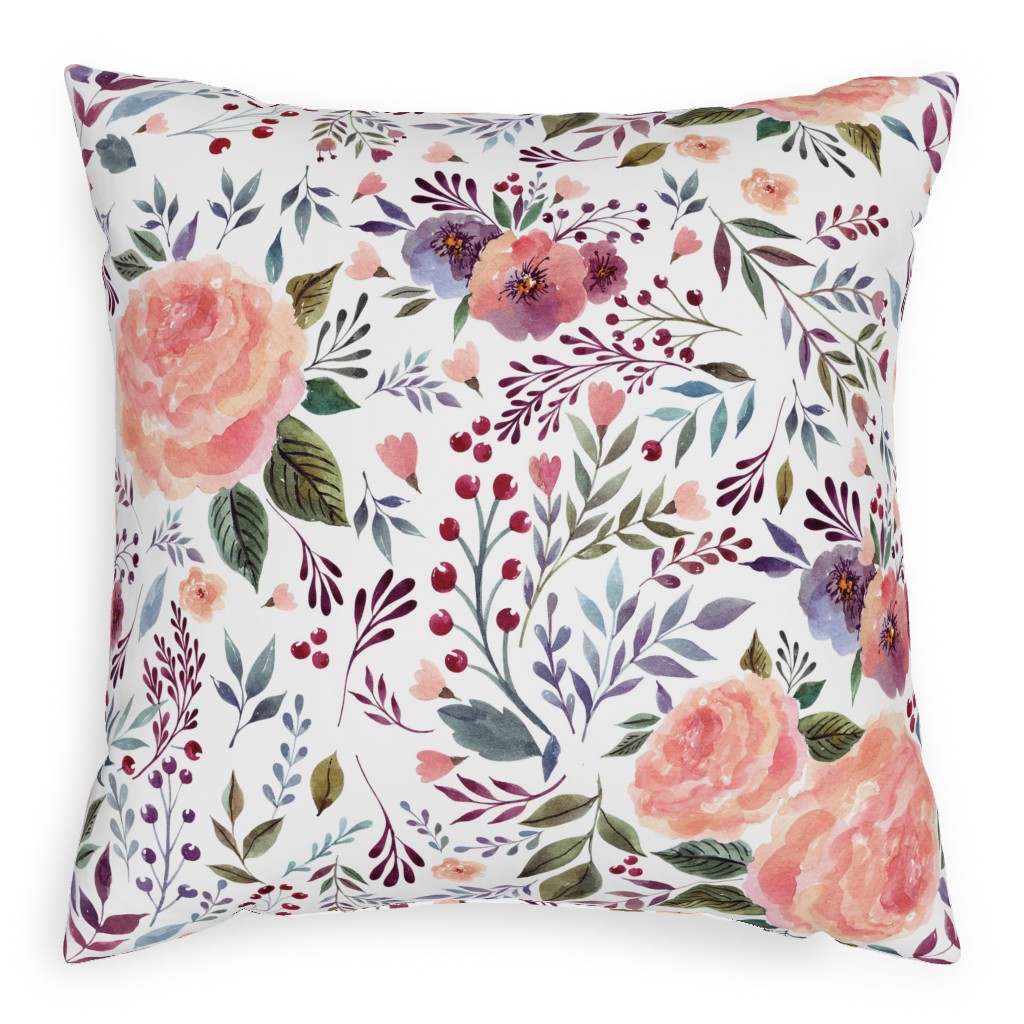 Floral Breeze Pillow, Woven, Beige, 20x20, Single Sided, Multicolor