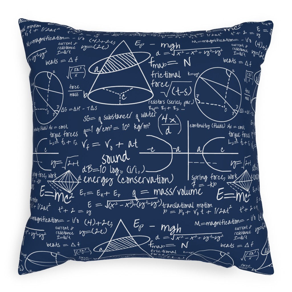 Common Equations Pillow, Woven, Beige, 20x20, Single Sided, Blue, Park Night