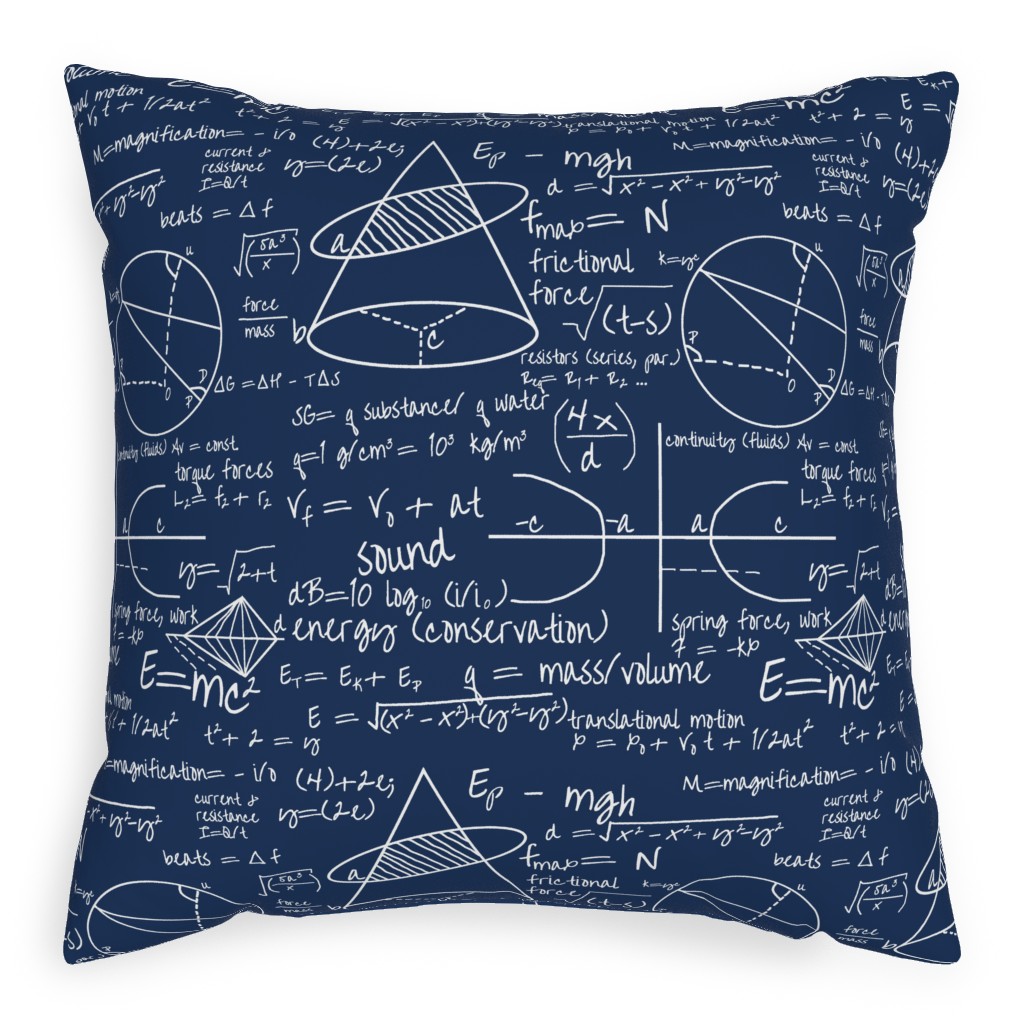 Common Equations Pillow, Woven, Beige, 20x20, Single Sided, Blue