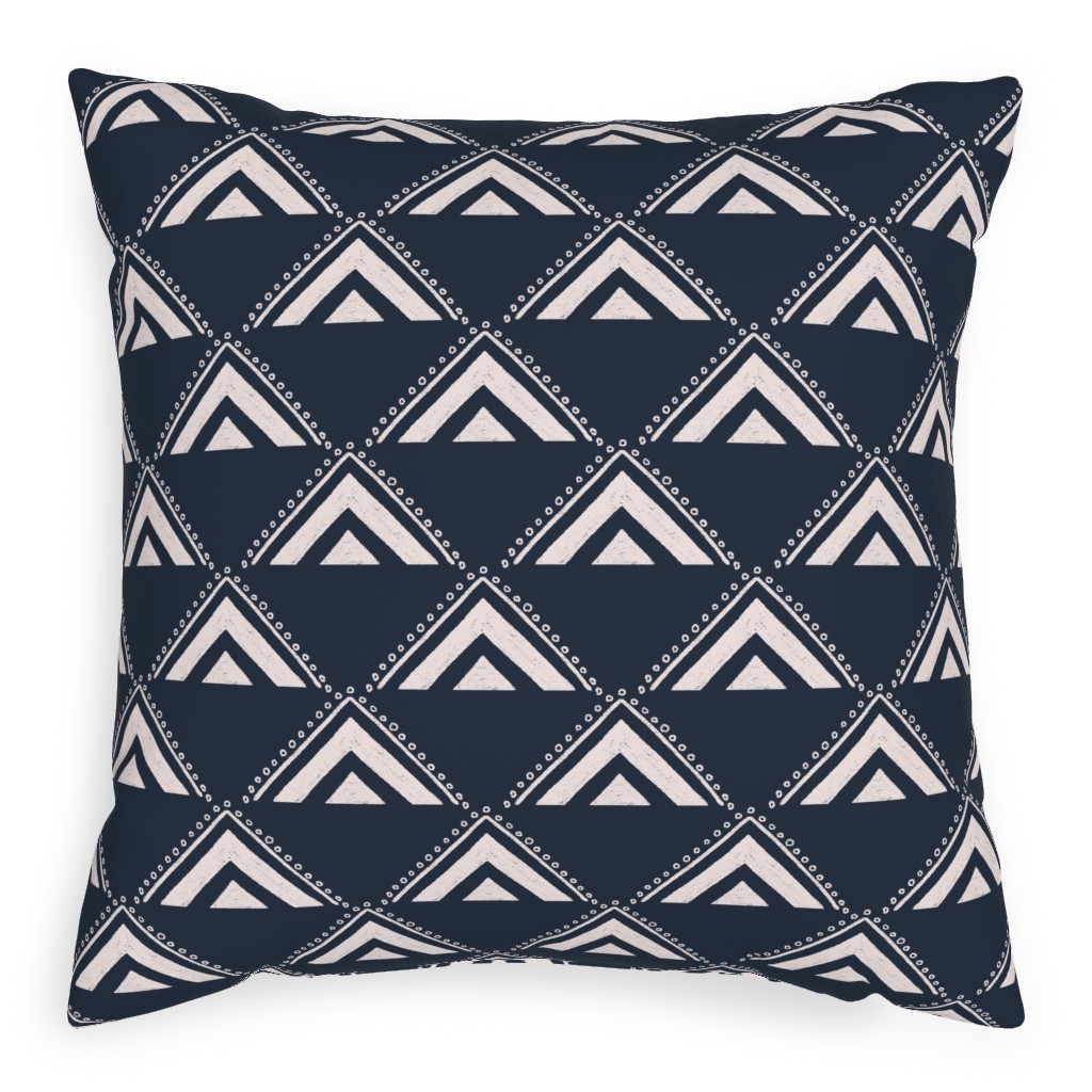 Lead the Way Triangles - Blue Pillow, Woven, Beige, 20x20, Single Sided, Blue