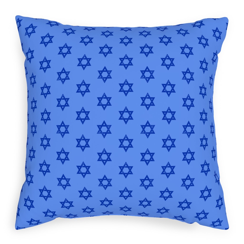 Star of David - Blue Pillow, Woven, Beige, 20x20, Single Sided, Blue