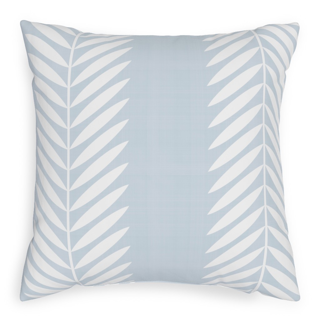 Laurel Leaf Stripe - Light Blue Pillow, Woven, Beige, 20x20, Single Sided, Blue, True Blue